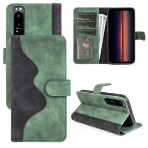 For Sony Xperia 1 IV Stitching Horizontal Flip Leather Phone Case(Green) (OEM)
