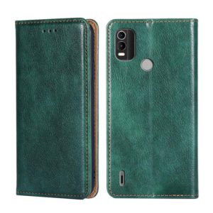 For Nokia C21 Plus Gloss Oil Solid Color Magnetic Leather Phone Case(Green) (OEM)