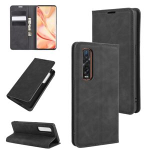 For OPPO Find X2 Pro Retro-skin Business Magnetic Suction Leather Case with Holder & Card Slots & Wallet(Black) (OEM)