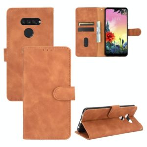 For LG K50S Solid Color Skin Feel Magnetic Buckle Horizontal Flip Calf Texture PU Leather Case with Holder & Card Slots & Wallet(Brown) (OEM)