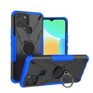 For Infinix Smart 6 Armor Bear Shockproof PC + TPU Phone Protective Case with Ring Holder(Blue) (OEM)