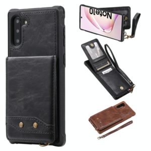 For Galaxy Note 10 Vertical Flip Shockproof Leather Protective Case with Short Rope, Support Card Slots & Bracket & Photo Holder & Wallet Function(Black) (OEM)
