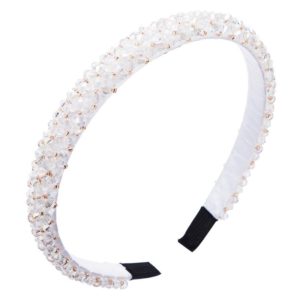 Handmade Fine-edged Fabric Headband Crystal Headband(White) (OEM)