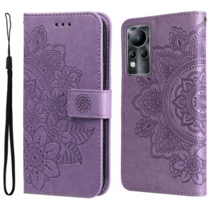 For Infinix Note 11 7-petal Flowers Embossing Pattern Horizontal Flip Leather Case(Light Purple) (OEM)