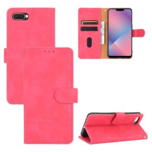 For OPPO A5(AX5) / A3s / A12e Solid Color Skin Feel Magnetic Buckle Horizontal Flip Calf Texture PU Leather Case with Holder & Card Slots & Wallet(Rose Red) (OEM)