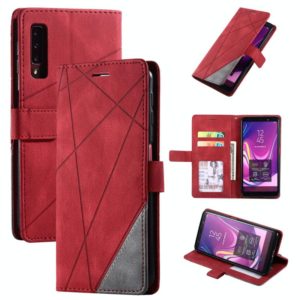 For Samsung Galaxy A7(2018) Skin Feel Splicing Horizontal Flip Leather Case with Holder & Card Slots & Wallet & Photo Frame(Red) (OEM)