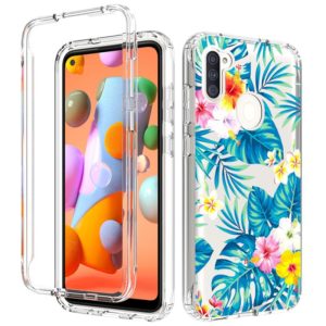 For Samsung Galaxy A11 2 in 1 High Transparent Painted Shockproof PC + TPU Protective Case(Banana Leaf) (OEM)