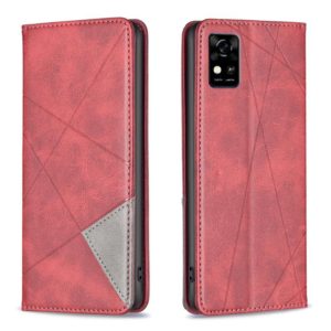 For ZTE Blade A31 Prismatic Invisible Magnetic Leather Phone Case(Red) (OEM)