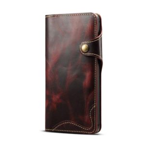 For Huawei Mate 20 Denior Oil Wax Cowhide Magnetic Button Horizontal Flip Leather Case with Card Slots & Wallet(Dark Red) (Denior) (OEM)