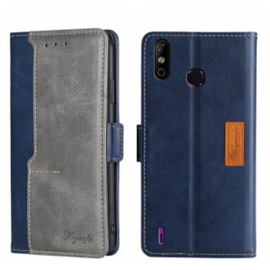 For Infinix Smart 4 X653 Contrast Color Side Buckle Leather Phone Case(Blue + Grey) (OEM)