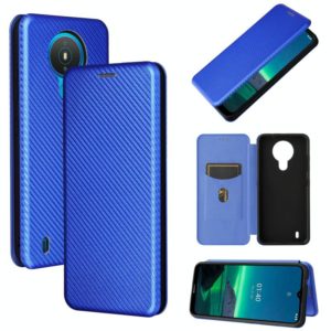 For Nokia 1.4 Carbon Fiber Texture Horizontal Flip TPU + PC + PU Leather Case with Card Slot(Blue) (OEM)