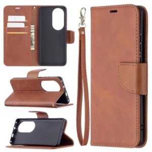 For Huawei P50 Pro Retro Lambskin Texture Pure Color Horizontal Flip PU Leather Case with Holder & Card Slots & Wallet & Lanyard(Brown) (OEM)