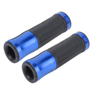 2 PCS Motorcycle Universal Net Texture Metal Right and Left Handle Bar Grips with Rubber Cover(Blue) (OEM)