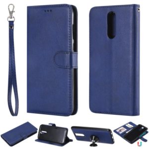 For Huawei Mate 10 Lite Solid Color Horizontal Flip Protective Case with Holder & Card Slots & Wallet & Photo Frame & Lanyard(Blue) (OEM)
