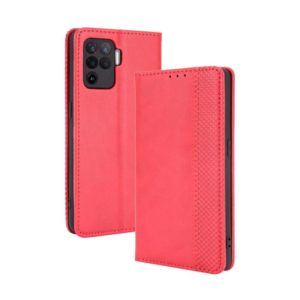 For OPPO A94 4G / F19 Pro 4G / Reno5 F Magnetic Buckle Retro Crazy Horse Texture Horizontal Flip Leather Case with Holder & Card Slots & Photo Frame(Red) (OEM)