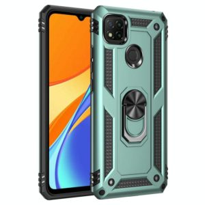 For Xiaomi Redmi 9C Shockproof TPU + PC Protective Case with 360 Degree Rotating Holder(Green) (OEM)