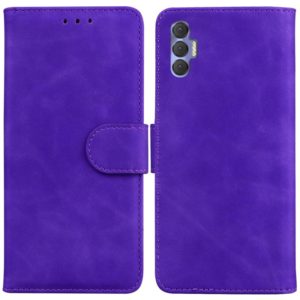 For Tecno Spark 8P Skin Feel Pure Color Flip Leather Phone Case(Purple) (OEM)