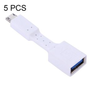 5 PCS Micro USB Male to USB 3.0 Female OTG Adapter (White) (OEM)