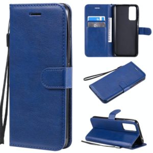 For Huawei Honor 30 Solid Color Horizontal Flip Protective Leather Case with Holder & Card Slots & Wallet & Lanyard(Blue) (OEM)