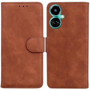For Tecno Camon 19 Pro 5G Skin Feel Pure Color Flip Leather Phone Case(Brown) (OEM)