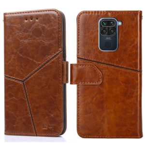 For Xiaomi Redmi Note 9 Geometric Stitching Horizontal Flip TPU + PU Leather Case with Holder & Card Slots & Wallet(Light Brown) (OEM)