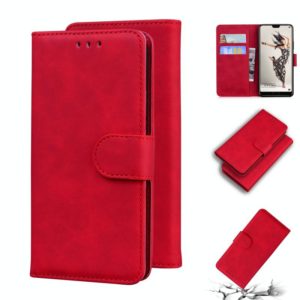 For Huawei P20 Pro Skin Feel Pure Color Flip Leather Phone Case(Red) (OEM)