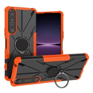 For Sony Xperia 1 IV Armor Bear Shockproof PC + TPU Phone Case with Ring(Orange) (OEM)