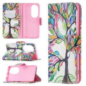 For Huawei P50 Pro Colored Drawing Pattern Horizontal Flip Leather Case with Holder & Card Slots & Wallet(Life Tree) (OEM)