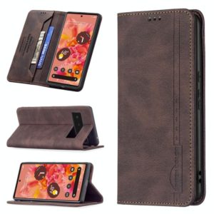 For Google Pixel 6 Magnetic RFID Blocking Anti-Theft Leather Case with Holder & Card Slots & Wallet(Brown) (OEM)