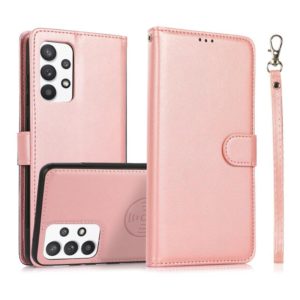 For Samsung Galaxy A32 Calf Texture 2 in 1 Detachable Magnetic Back Cover Horizontal Flip Leather Case with Holder & Card Slots & Wallet & Photo Frame(Rose Gold) (OEM)