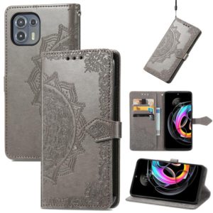 For Motorola Edge 20 Lite Mandala Embossing Pattern Horizontal Flip Leather Case with Holder & Card Slots & Wallet & Lanyard(Grey) (OEM)