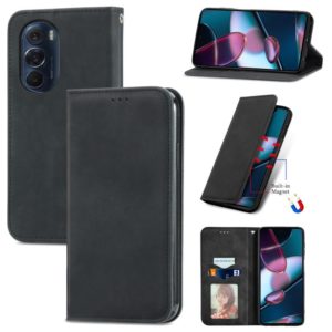 For Motorola Edge X30 Retro Skin Feel Magnetic Horizontal Flip Leather Phone Case(Black) (OEM)