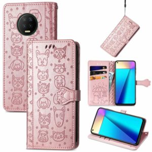 For Infinix Note 7 Lovely Cat and Dog Embossing Pattern Horizontal Flip Leather Case , with Holder & Card Slots & Wallet & Cartoon Clasp & Lanyard(Rose Gold) (OEM)