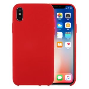 For iPhone X / XS Pure Color Liquid Silicone + PC Dropproof Protective Back Cover Case(Red) (OEM)