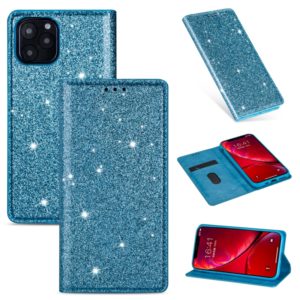 For iPhone 11 Pro Max Ultrathin Glitter Magnetic Horizontal Flip Leather Case with Holder & Card Slots(Sky Blue) (OEM)