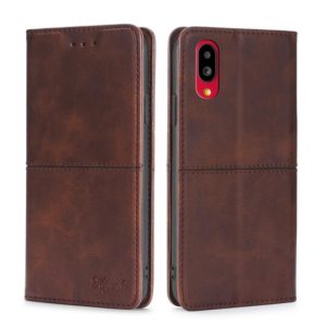 For Sharp Simple Sumaho 6/A201SH Cow Texture Magnetic Horizontal Flip Leather Phone Case(Dark Brown) (OEM)