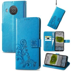 For Nokia X10 Four-leaf Clasp Embossed Leather Phone Case(Blue) (OEM)