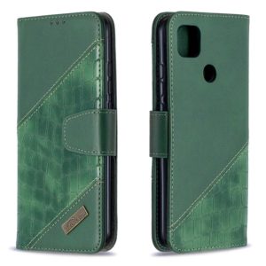 For Xiaomi Redmi 9C Matching Color Crocodile Texture Horizontal Flip PU Leather Case with Wallet & Holder & Card Slots(Green) (OEM)