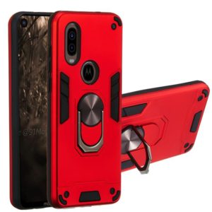 For Motorola Moto P40 2 in 1 Armour Series PC + TPU Protective Case with Ring Holder(Red) (OEM)