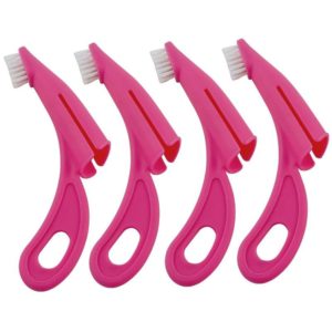 Pet Finger Toothbrush Cat And Dog Oral Cleaning Tool Soft Brush(Rose Red) (OEM)