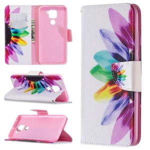 For Xiaomi Redmi Note 9 Colored Drawing Pattern Horizontal Flip Leather Case with Holder & Card Slots & Wallet(Sun Flower) (OEM)
