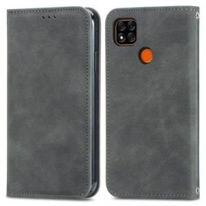 For Xiaomi Redmi 9A Retro Skin Feel Business Magnetic Horizontal Flip Leather Case With Holder & Card Slots & Wallet & Photo Frame(Gray) (OEM)