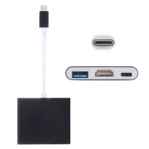 USB-C / Type-C 3.1 Male to USB-C / Type-C 3.1 Female & HDMI Female & USB 3.0 Female Adapter(Black) (OEM)