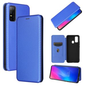 For DOOGEE N30 Carbon Fiber Texture Horizontal Flip TPU + PC + PU Leather Case with Card Slot(Blue) (OEM)
