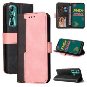 For Infinix Hot 11 Stitching-Color Horizontal Flip Leather Case(Pink) (OEM)