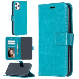 For iPhone 12 / 12 Pro Crazy Horse Texture Horizontal Flip Leather Case with Holder & Card Slots & Wallet & Photo Frame(Blue) (OEM)