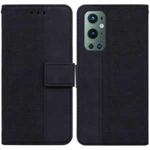 For OnePlus 9 Pro Geometric Embossed Leather Phone Case(Black) (OEM)