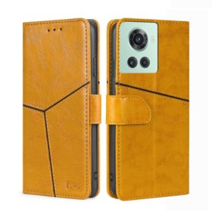 For OnePlus Ace/10R Geometric Stitching Horizontal Flip TPU + PU Leather Phone Case(Yellow) (OEM)