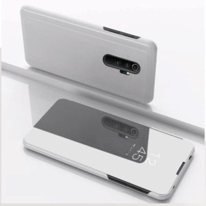 For Xiaomi Redmi 9 Plated Mirror Horizontal Flip Leather Case with Holder(Silver) (OEM)