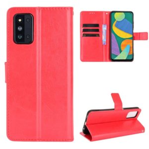 For Samsung Galaxy F52 5G Crazy Horse Texture Horizontal Flip Leather Case with Holder & Card Slots & Lanyard(Red) (OEM)